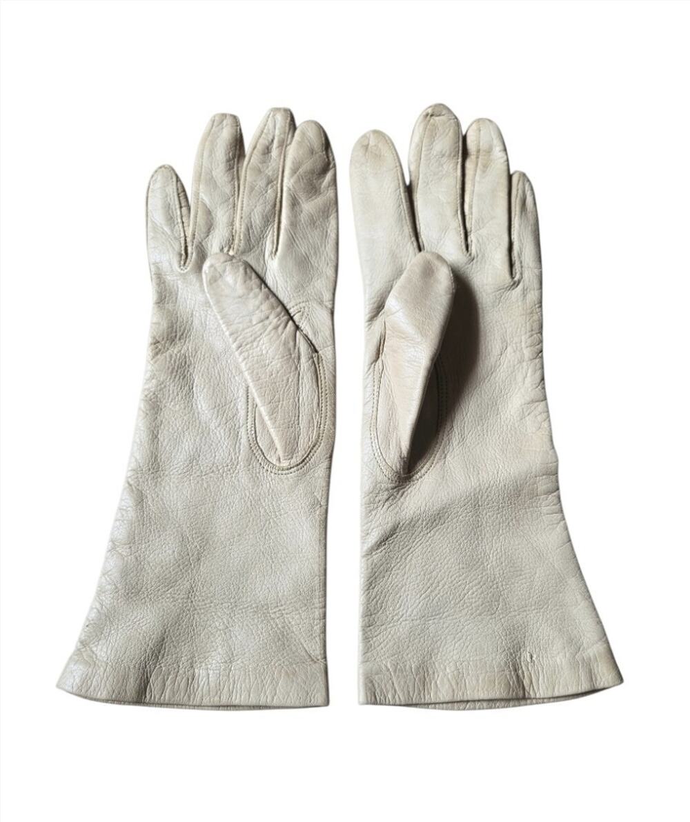 VTG Orbach's Italy Leather Gloves Size 7 Beige Lined Women's Elegant Soft